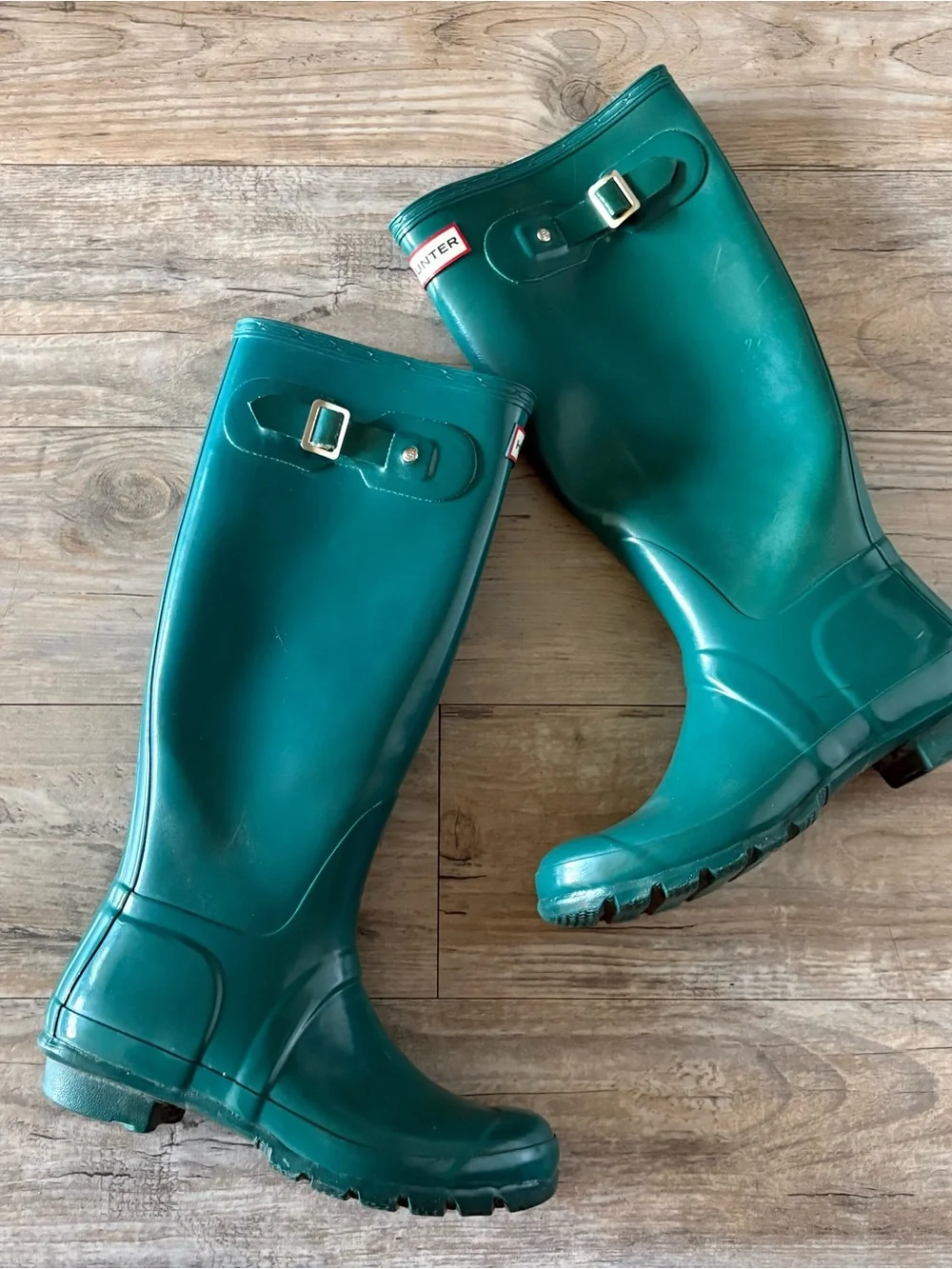 Women’s Hunter Original Tall Gloss Boots In Laguna Green Size 7